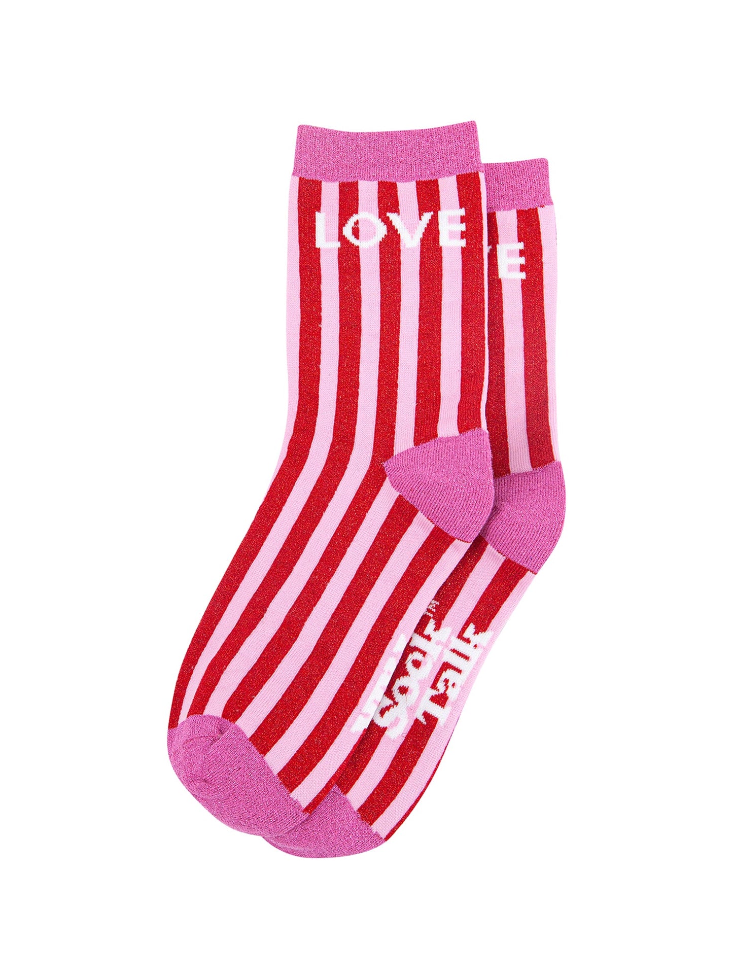 Love-Stripes-Combed-Cotton-Glitter-Socks-in-Red-Pink-flat-lay