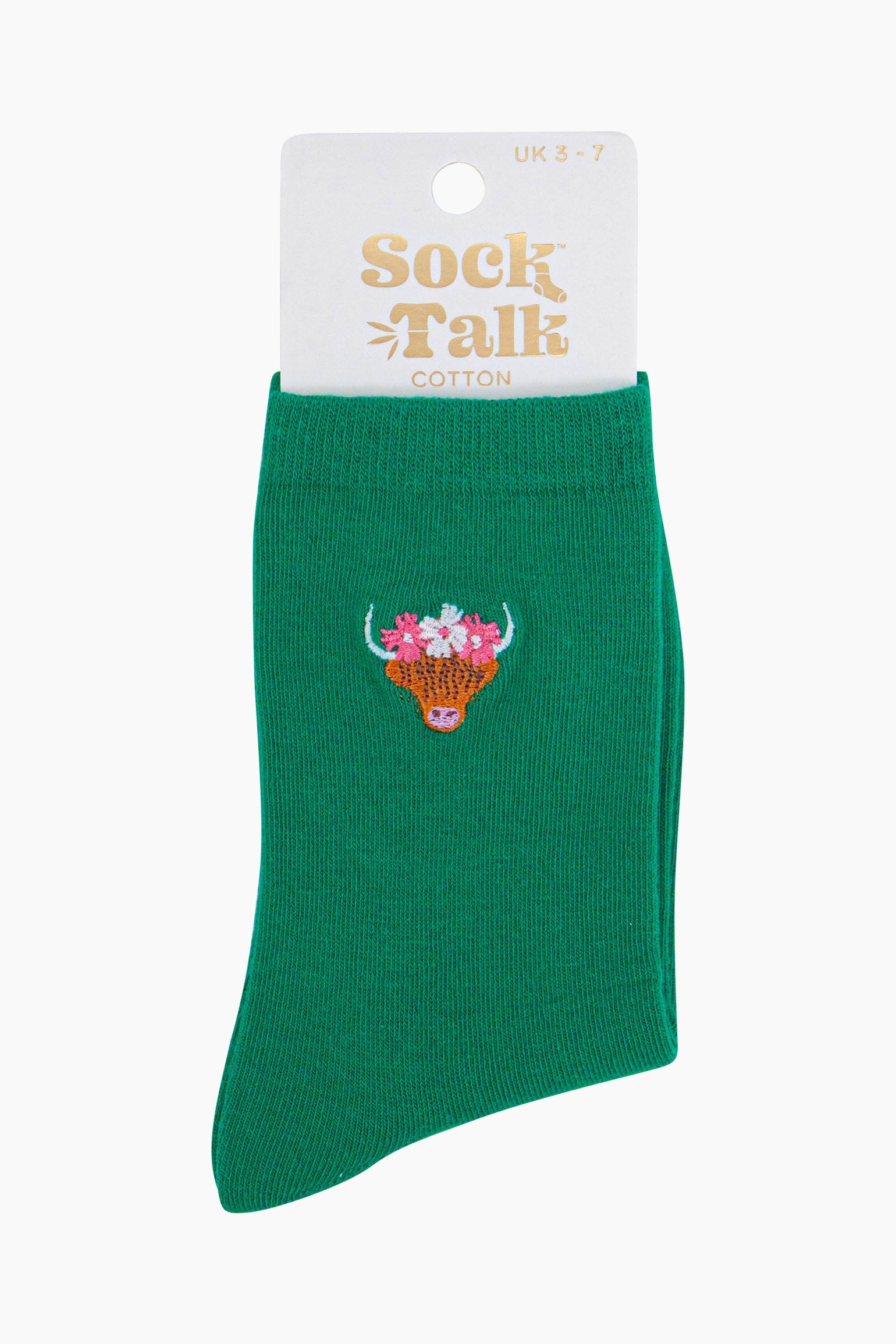 womens-embroidered-socks-green-highland-cow-in-sock-talk-packaging-uk-size-3-7