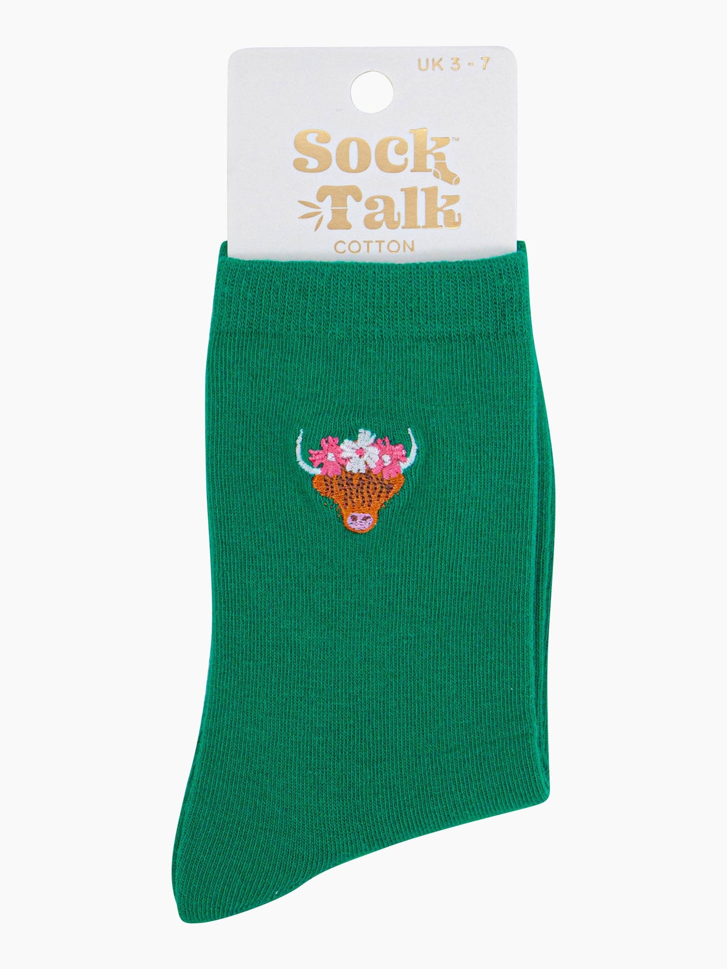 womens-embroidered-socks-green-highland-cow-in-sock-talk-packaging-uk-size-3-7