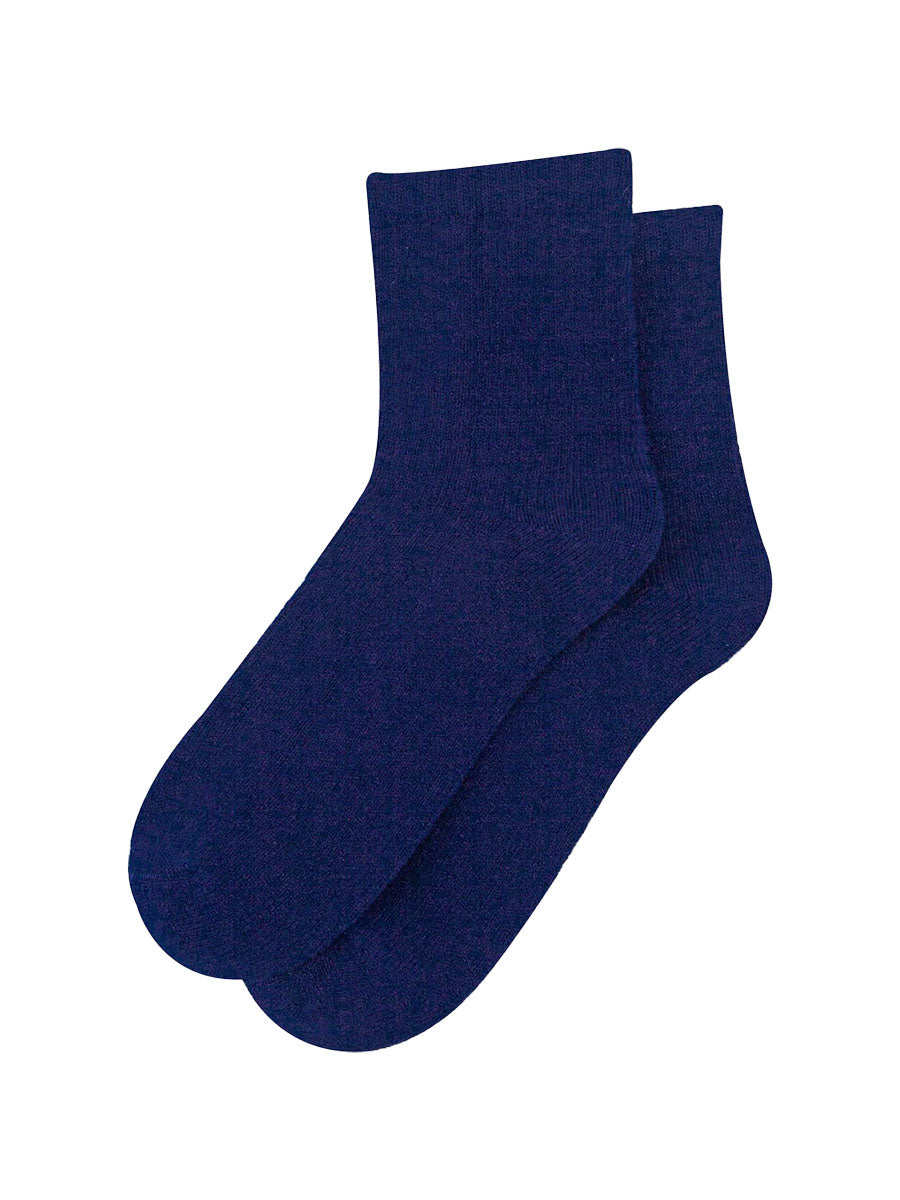 womens-cashmere-socks-ankle-socks-navy-blue-cashmere-laying-flat