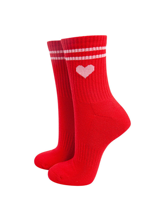 Love-Heart-Combed-Cotton-Sports-Socks-in-Red-Mannequin