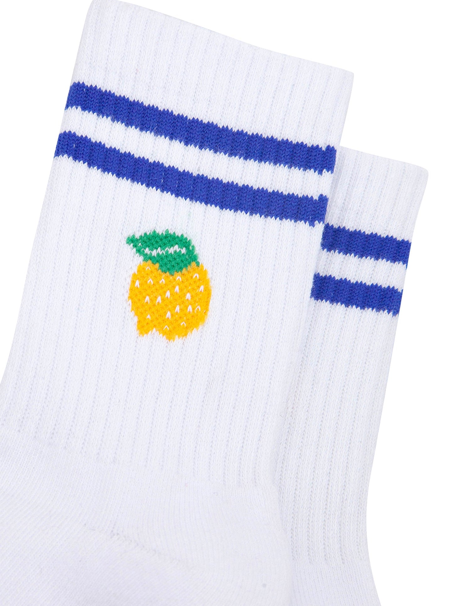 Lemon-Combed-Cotton-Sports-Socks-in-White-Closeup