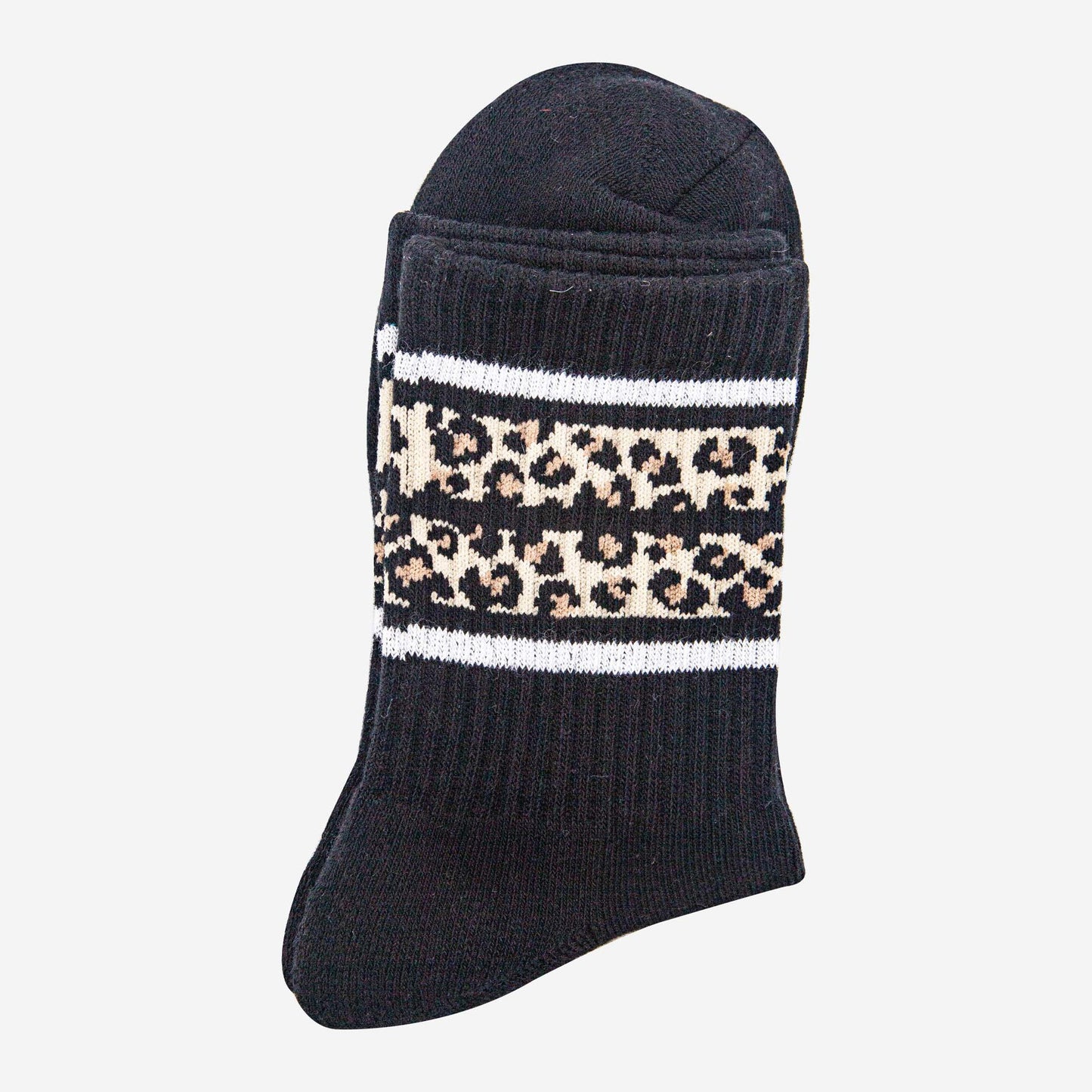 womens-sporty-socks-black-leopard-stripe-animal-print