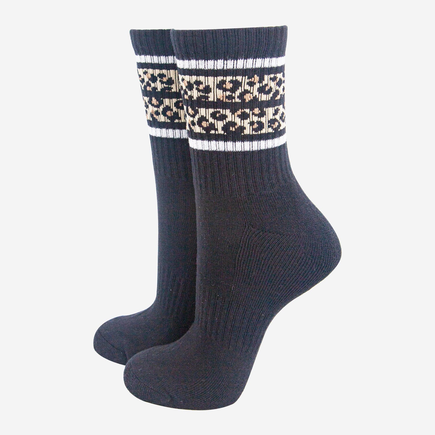 womens-sporty-socks-black-leopard-stripe-cotton