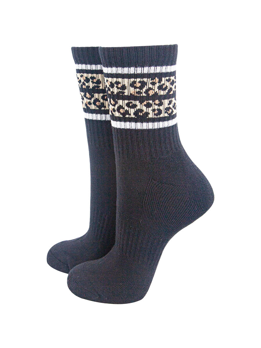 womens-sporty-socks-black-leopard-stripe-cotton