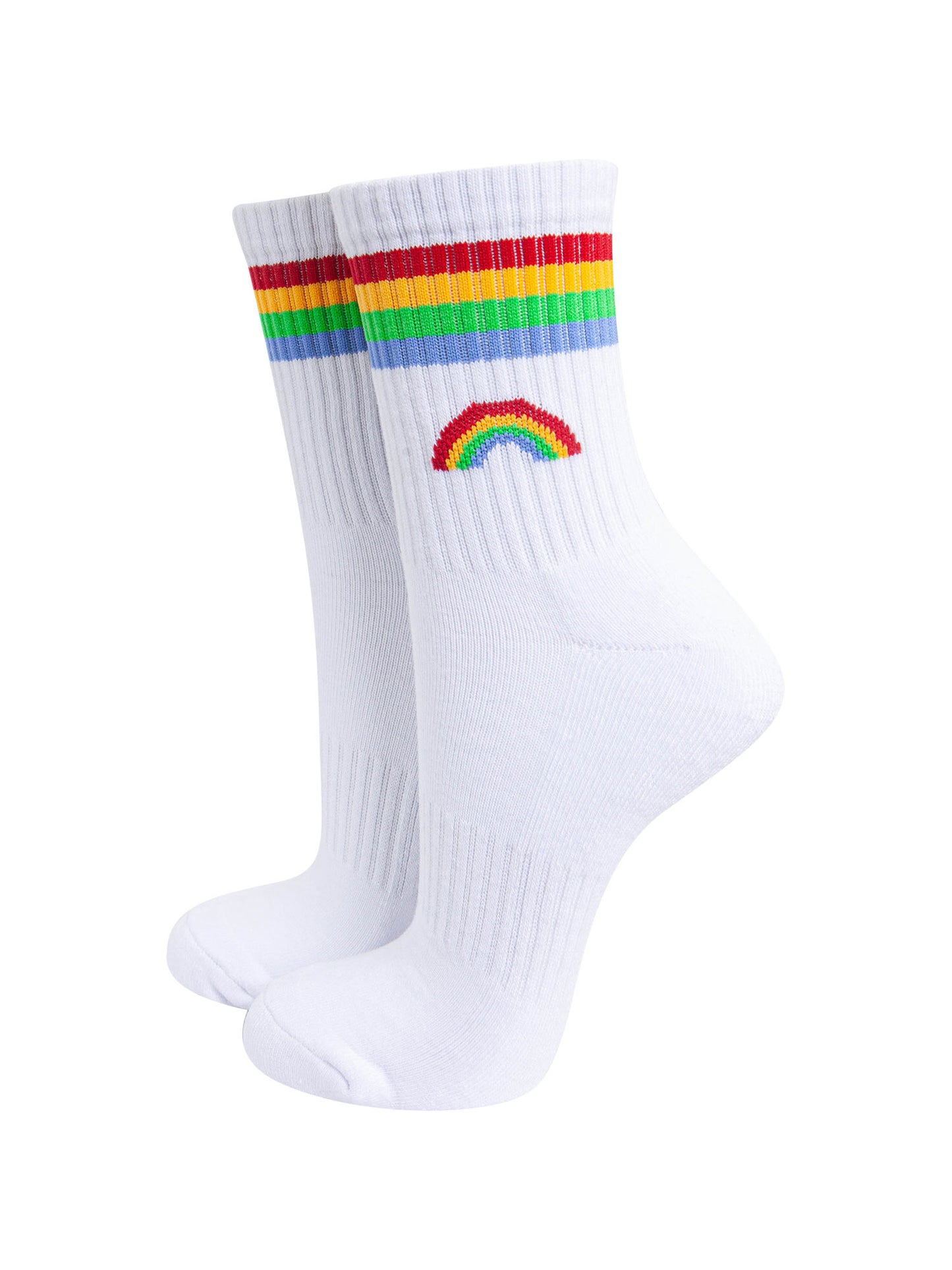 womens-sporty-socks-white-rainbow-stripes-colourful