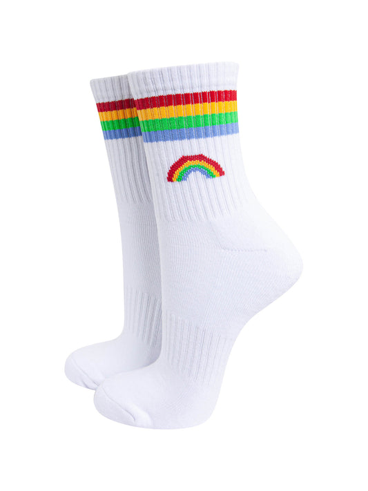 womens-sporty-socks-white-rainbow-stripes-colourful