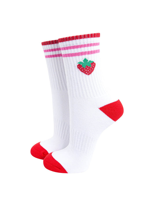 Strawberry-Combed-Cotton-Sports-Socks-in-White-Mannequin