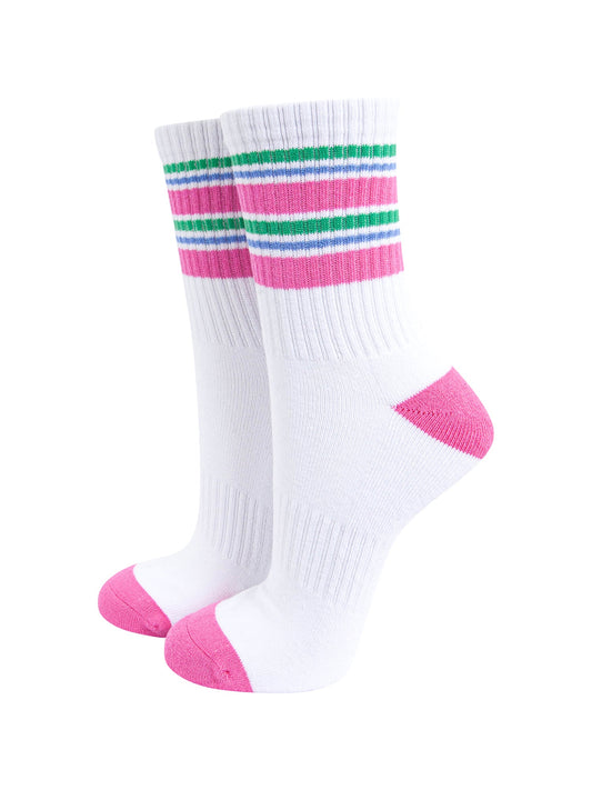 Striped-Combed-Cotton-Sports-Socks-in-Pink-Mannequin
