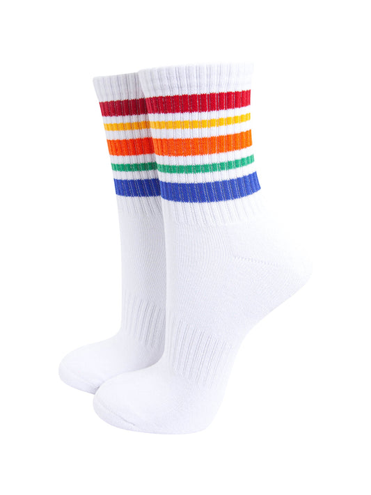 Rainbow-Striped-Combed-Cotton-Sports-Socks-in-White-Mannequin