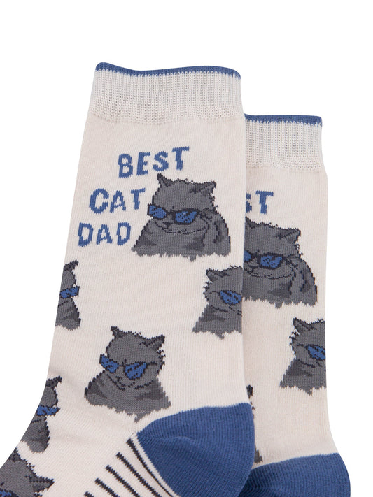 Best-Cat-Dad-Combed-Cotton-Socks-in-White-Close-Up