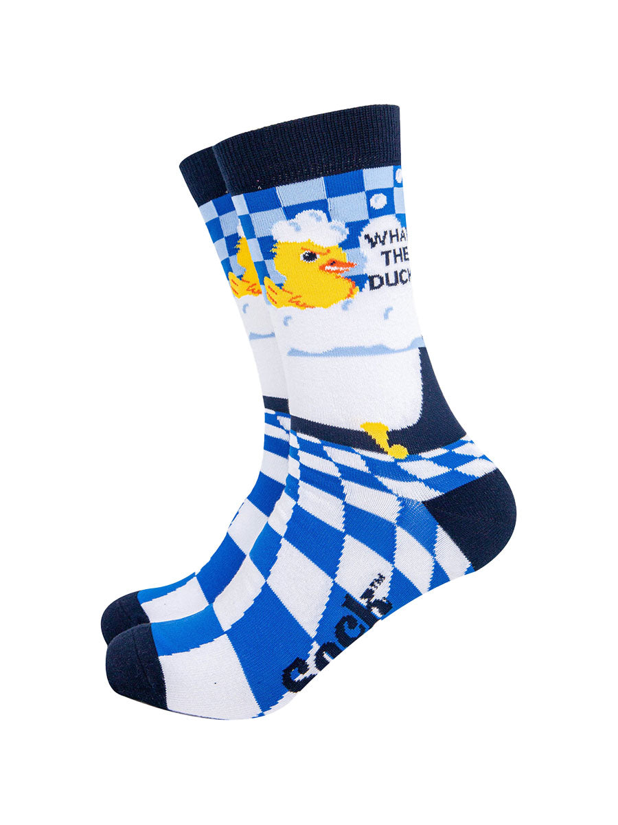 mens-combed-cotton-crew-socks-blue-what-the-duck-funny