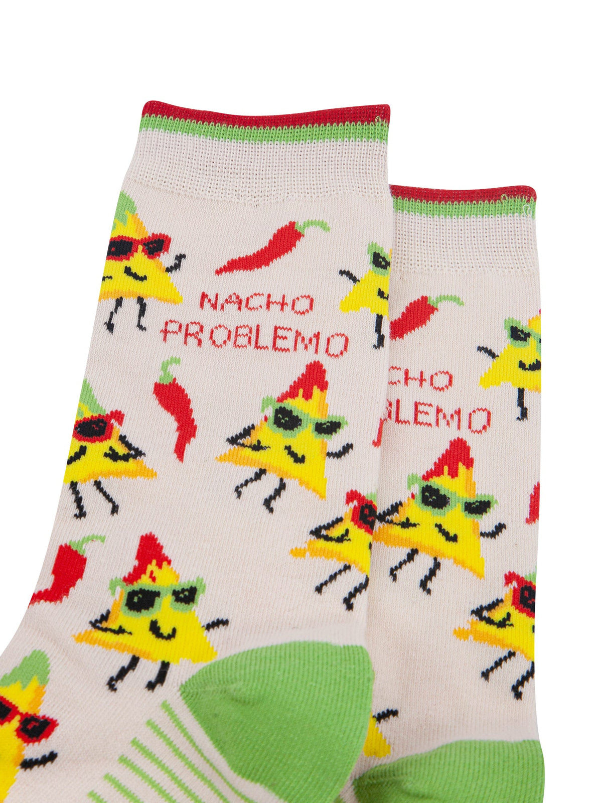 Nacho-Problemo-Combed-Cotton-Socks-in-White-Close-Up