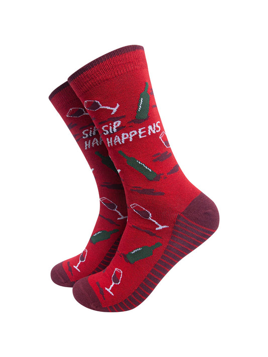 Sip-Happens-Combed-Cotton-Socks-in-Red-On-Mannequin