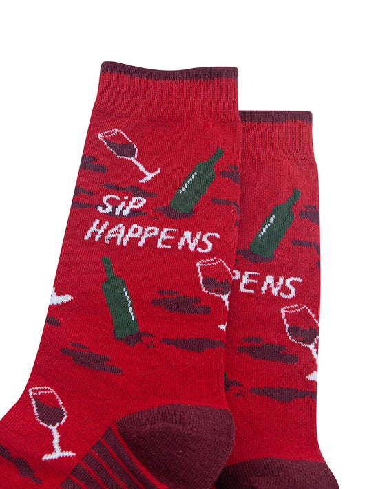 Sip-Happens-Combed-Cotton-Socks-in-Red-Close-Up