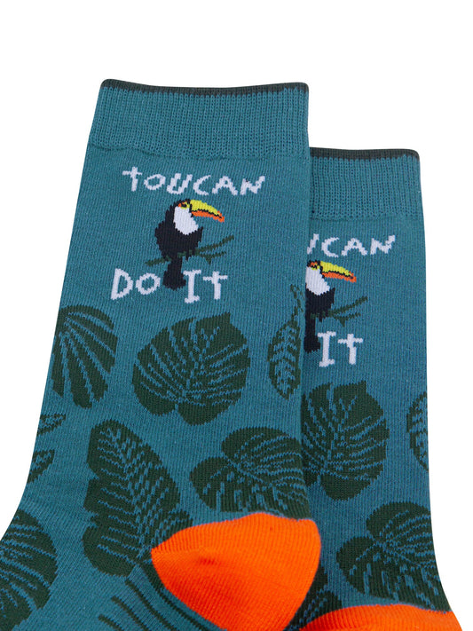 Toucan-Do-It-Combed-Cotton-Socks-in-Teal-Green-Close-Up