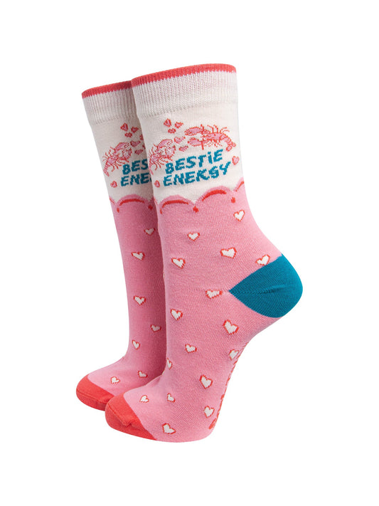 Bestie-Energy-Combed-Cotton-Socks-in-White/Pink-On-Mannequin