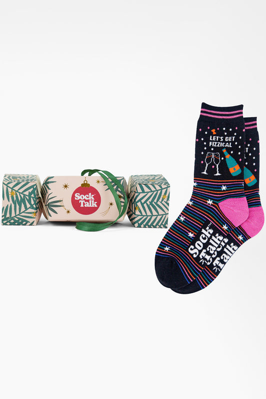 Women's Combed Cotton Ankle Socks Christmas Cracker Gift Box - Black/Multi, Get Fizzical