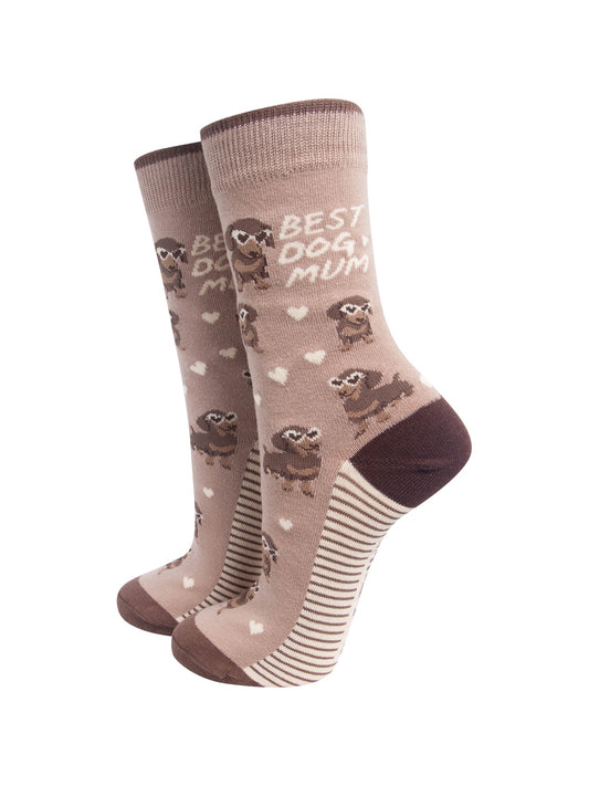 Best-Dog-Mum-Combed-Cotton-Socks-in-Beige-On-Mannequin