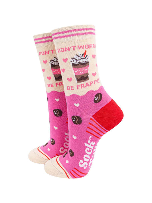 womens-combed-cotton-ankle-socks-pink-cream-be-frappe-funny