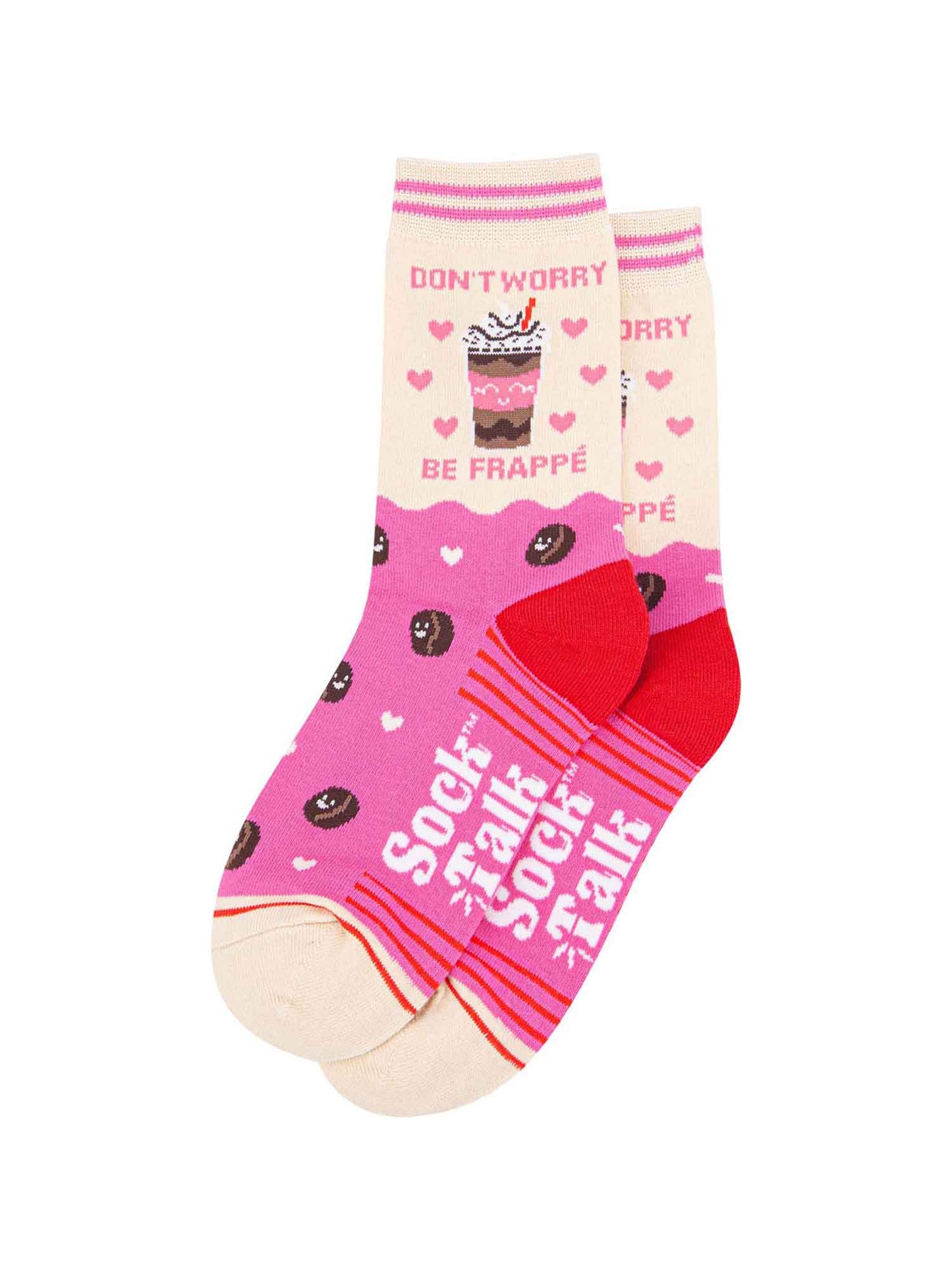 womens-combed-cotton-ankle-socks-pink-cream-be-frappe-laying-flat