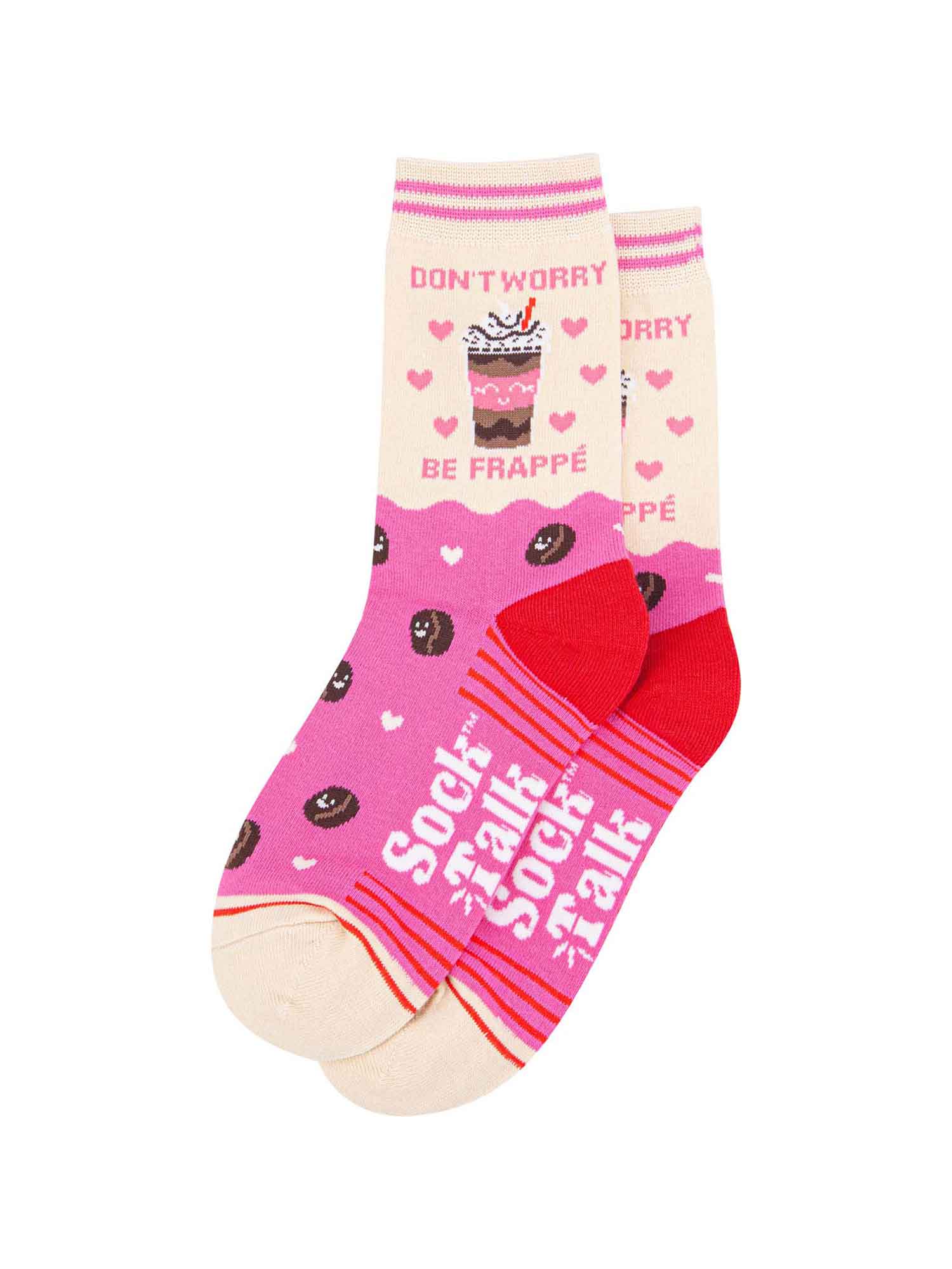 womens-combed-cotton-ankle-socks-pink-cream-be-frappe-laying-flat