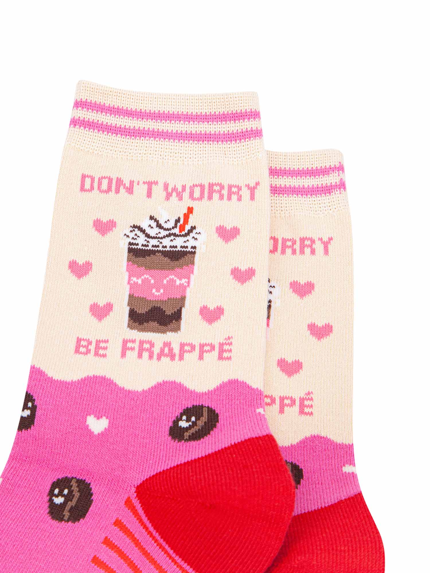 womens-combed-cotton-ankle-socks-pink-cream-be-frappe-close-up