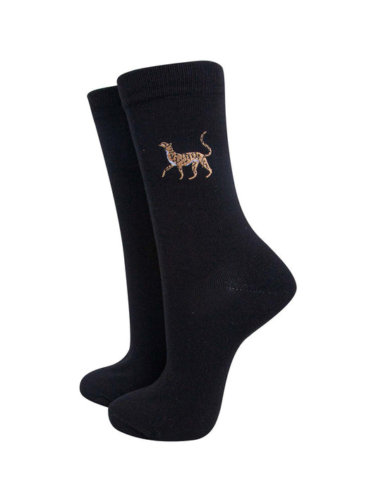 womens-embroidered-ankle-socks-black-cheetah-cats