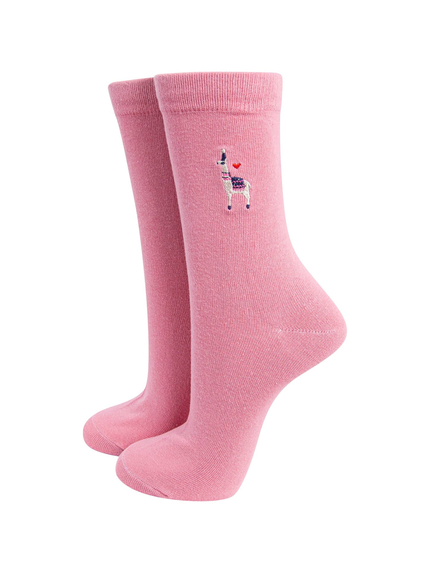 womens-embroidered-ankle-socks-pink-llama-love-hearts