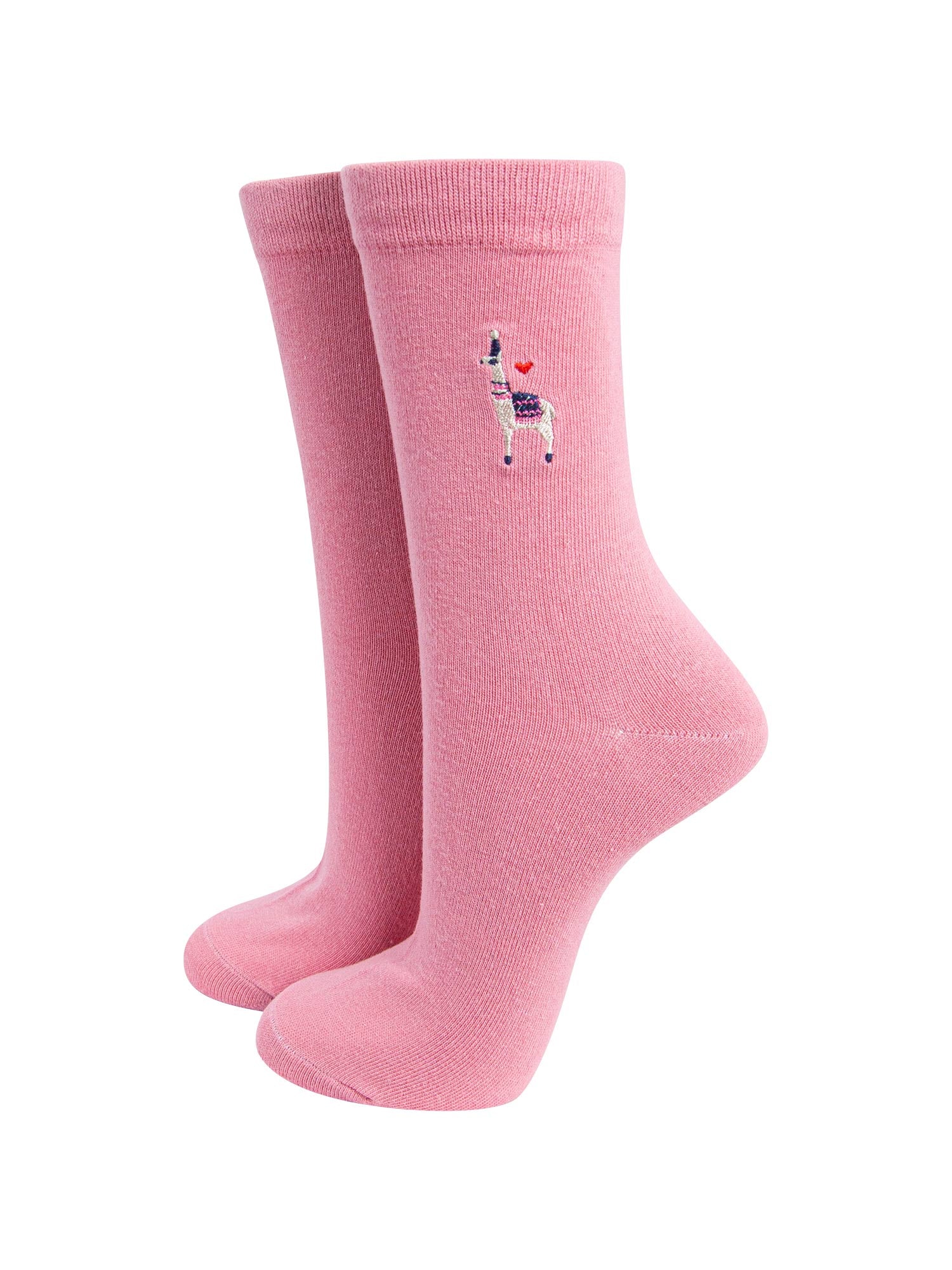 womens-embroidered-ankle-socks-pink-llama-love-hearts