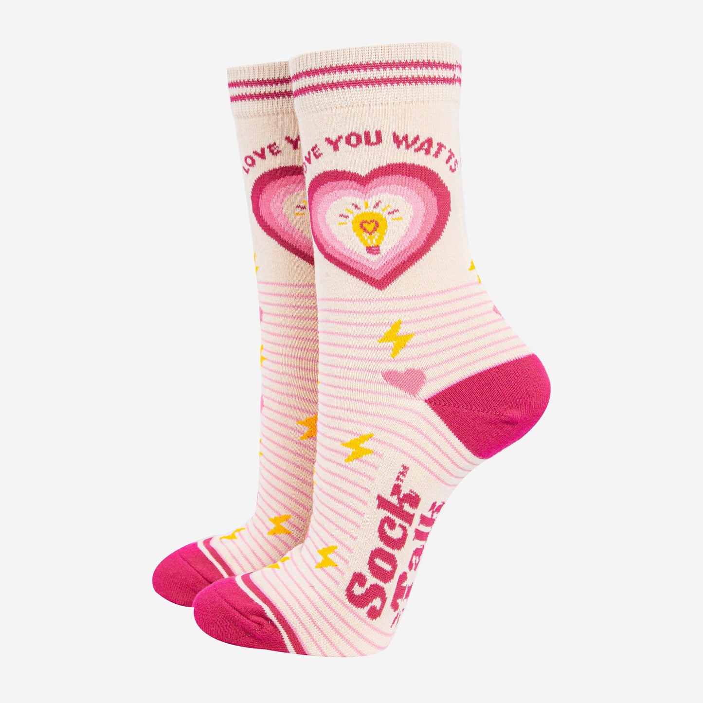 womens-combed-cotton-ankle-socks-cream-pink-love-you-watts-funny
