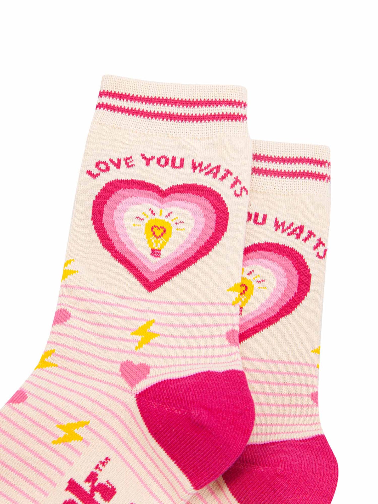 womens-combed-cotton-ankle-socks-cream-pink-love-you-watts-close-up