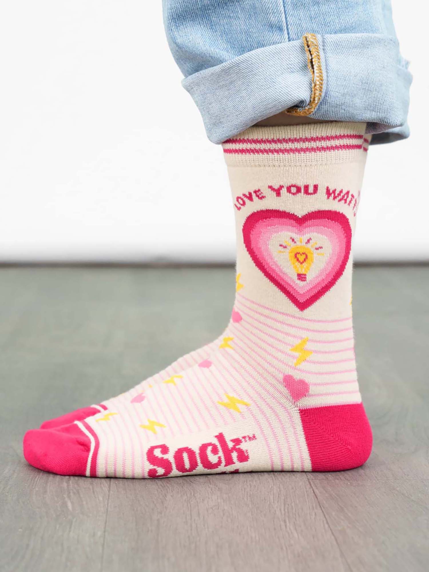 womens-combed-cotton-ankle-socks-cream-pink-love-you-watts-funny