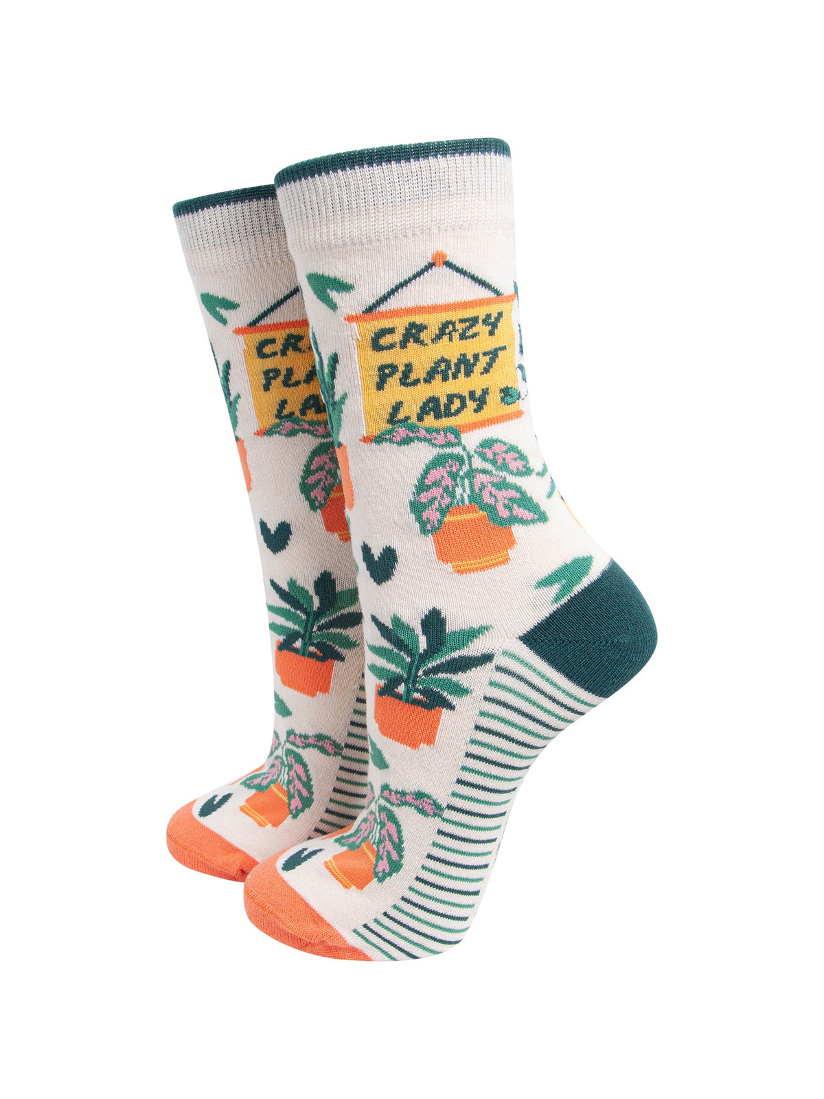 Crazy-Plant-Lady-Combed-Cotton-Socks-in-White-On-Mannequin