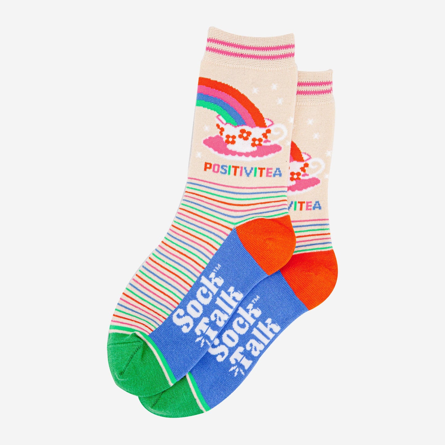 womens-combed-cotton-ankle-socks-cream-positivitea-laying-flat