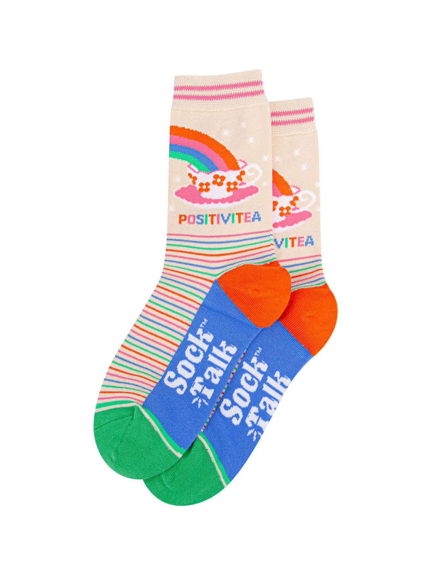 womens-combed-cotton-ankle-socks-cream-positivitea-laying-flat