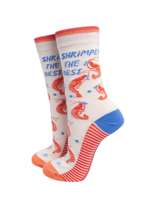 Shrimply-The-Best-Combed-Cotton-Socks-in-White-On-Mannequin
