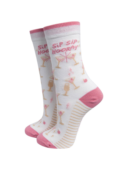 Sip-Sip-Hooray-Combed-Cotton-Socks-in-White-On-Mannequin