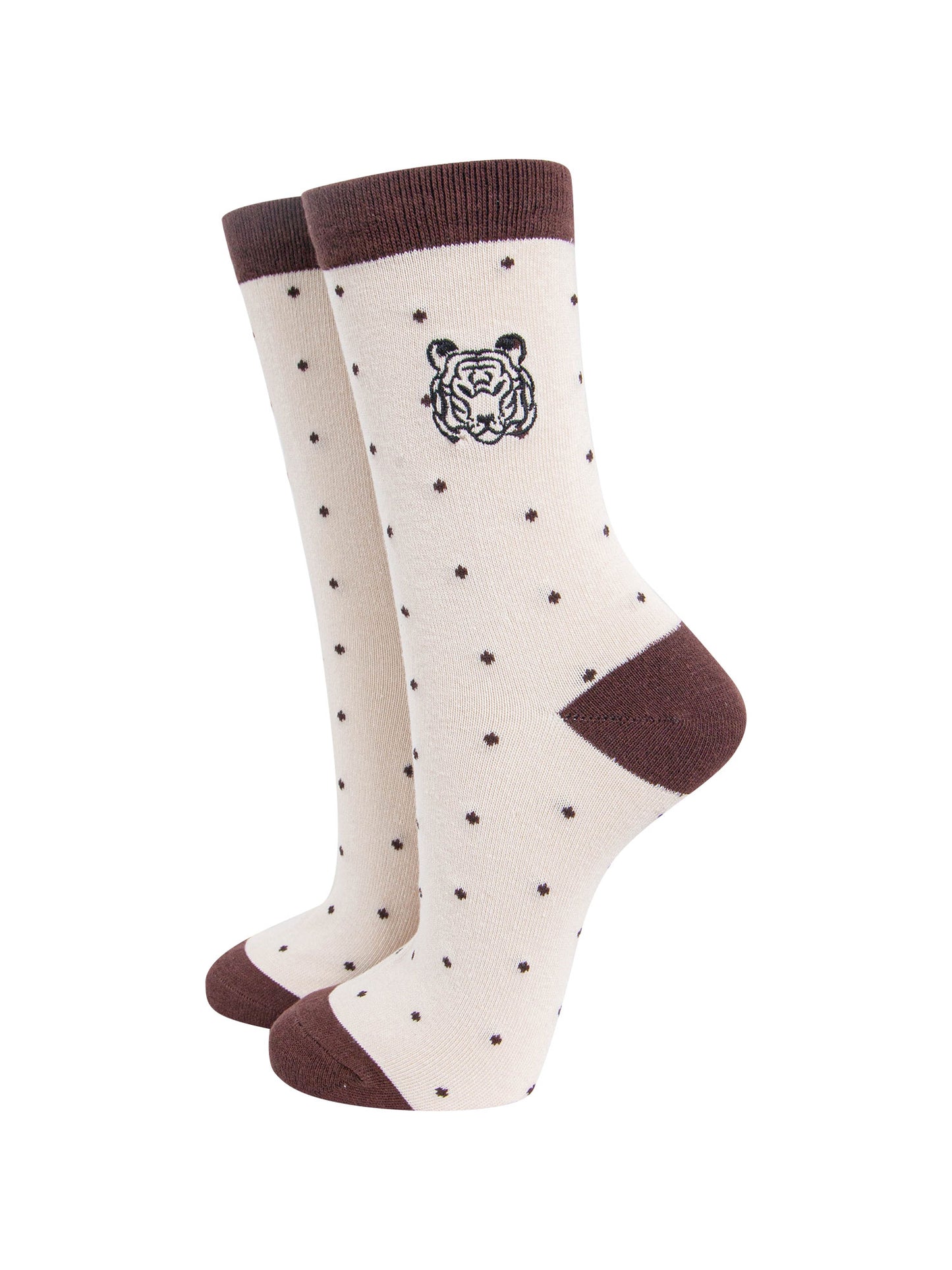 womens-embroidered-ankle-socks-cream-tiger-polka-dot-cotton