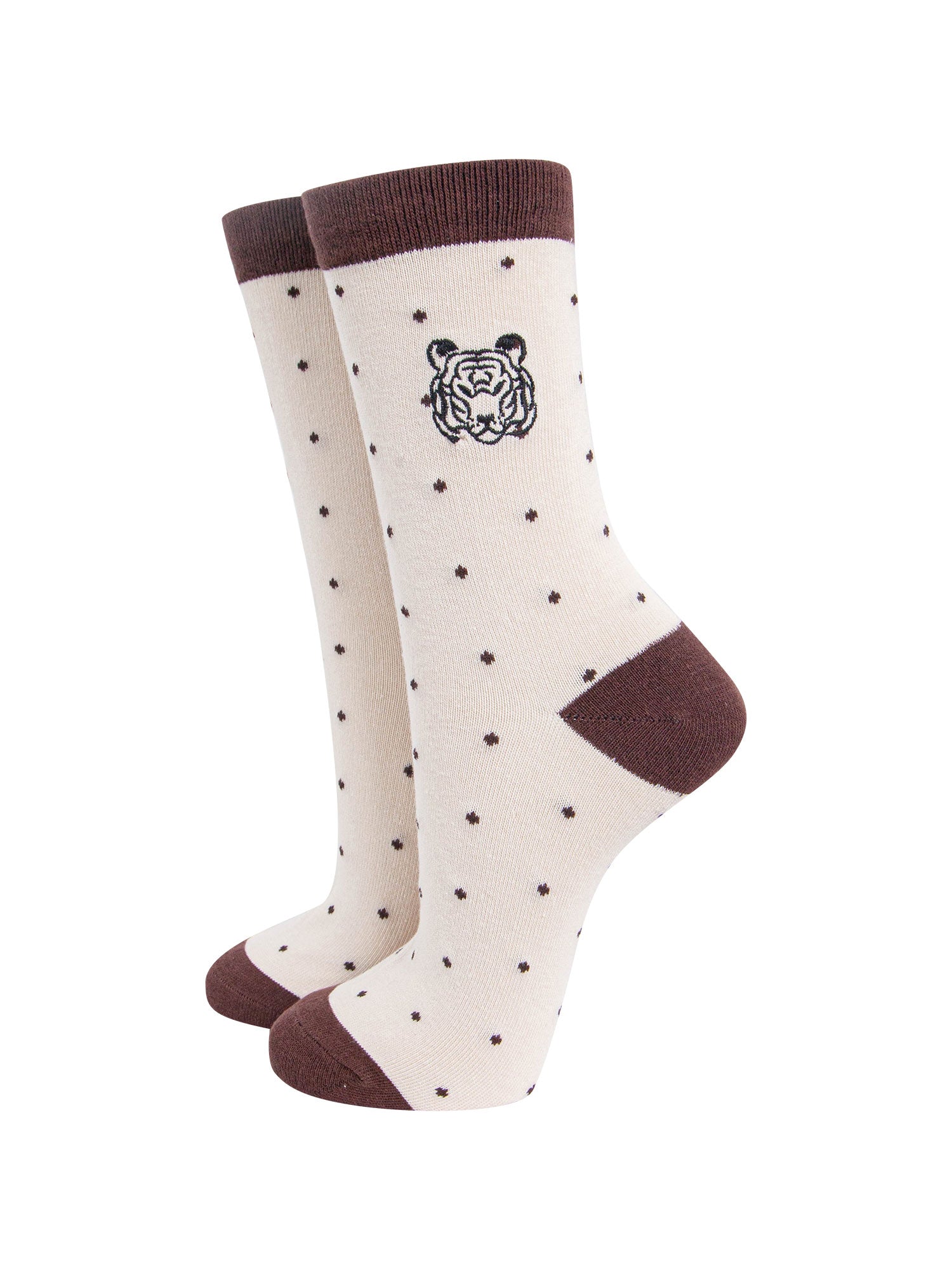 womens-embroidered-ankle-socks-cream-tiger-polka-dot-cotton