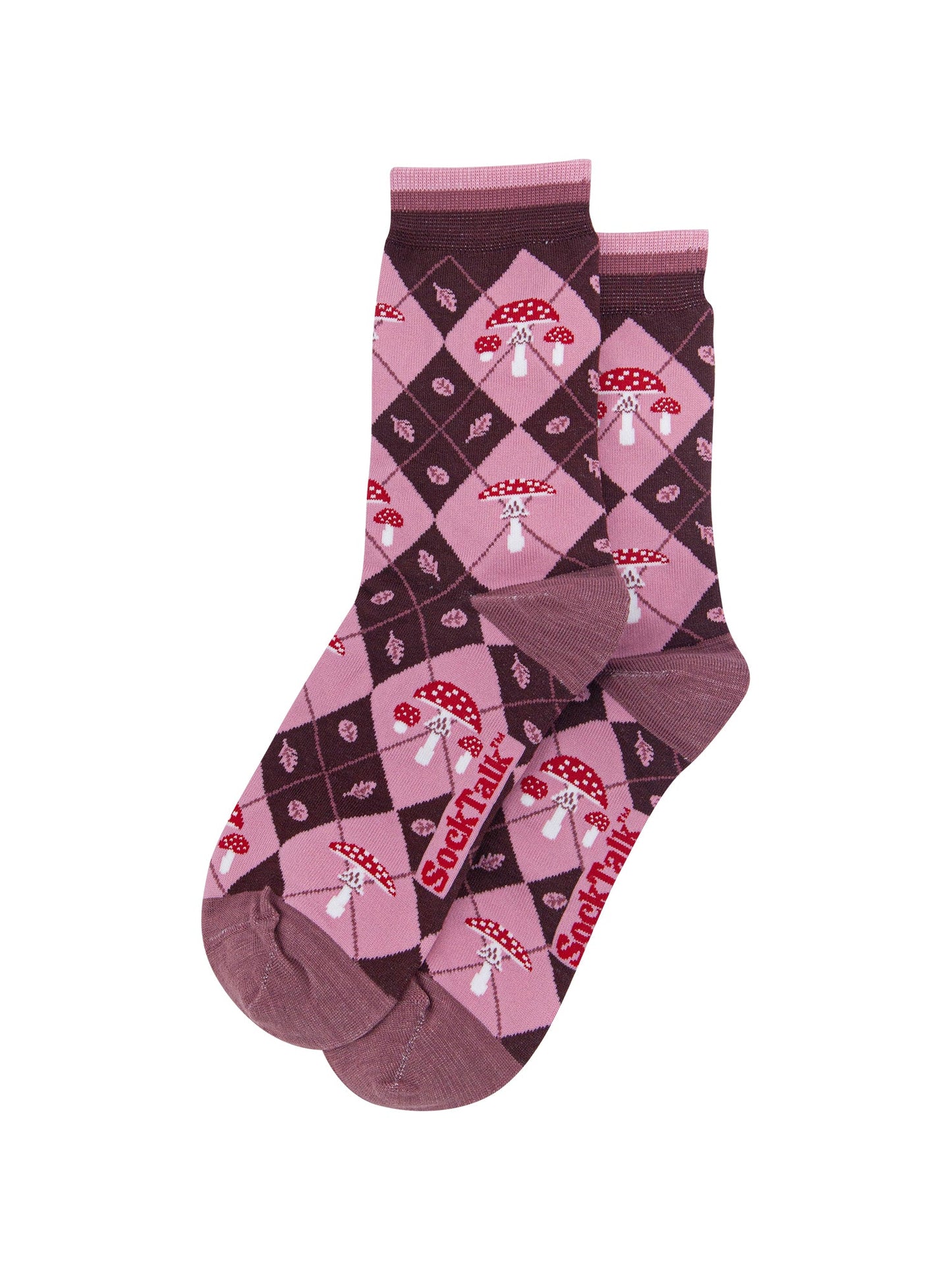 Toadstool-Women's-Bamboo-Socks-in-Burgundy/Pink-Laid-Flat