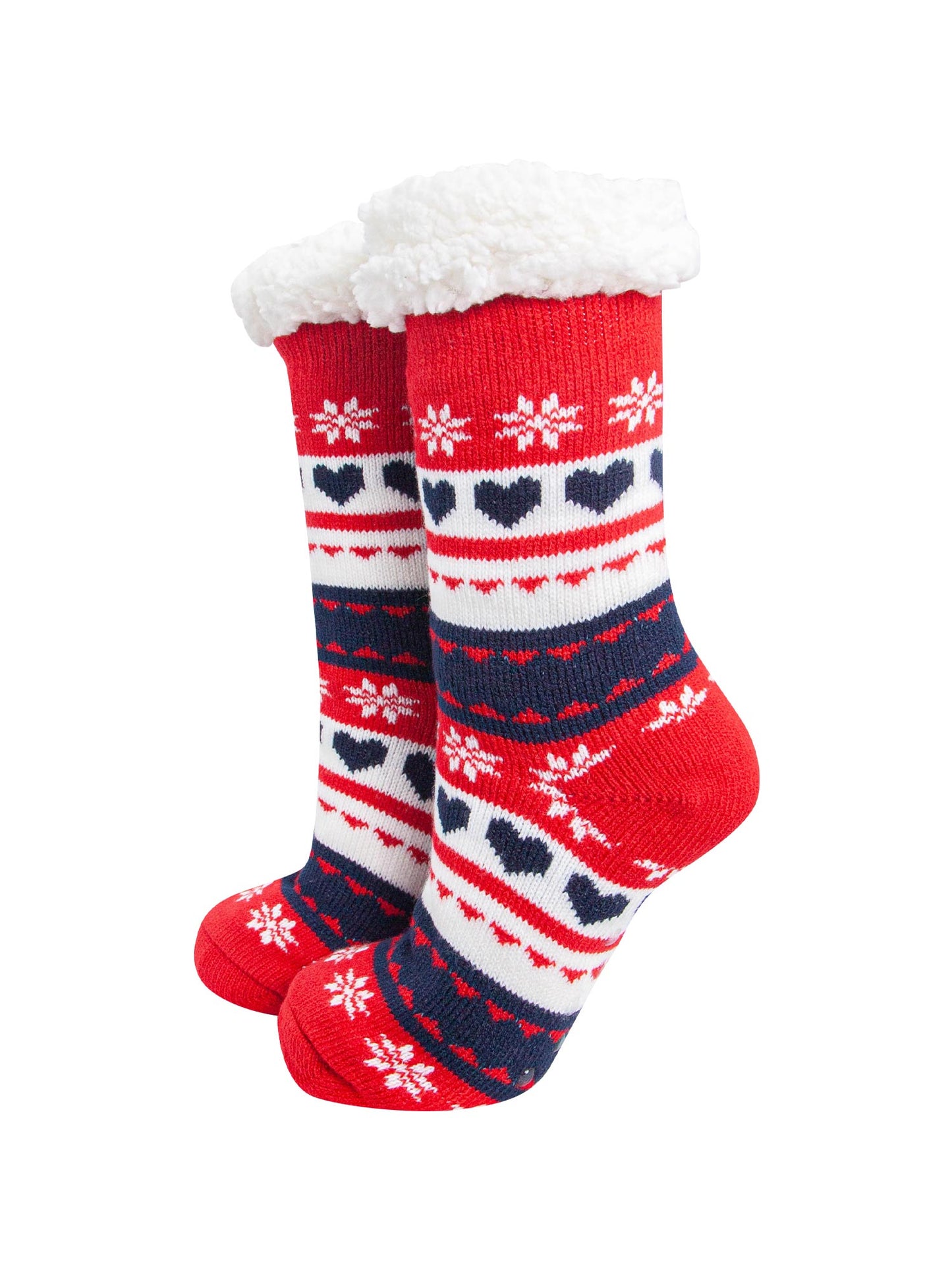 womens-long-slipper-socks-navy-red-fair-isle-warm-fleece