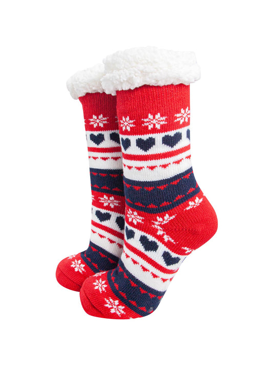 womens-long-slipper-socks-navy-red-fair-isle-warm-fleece