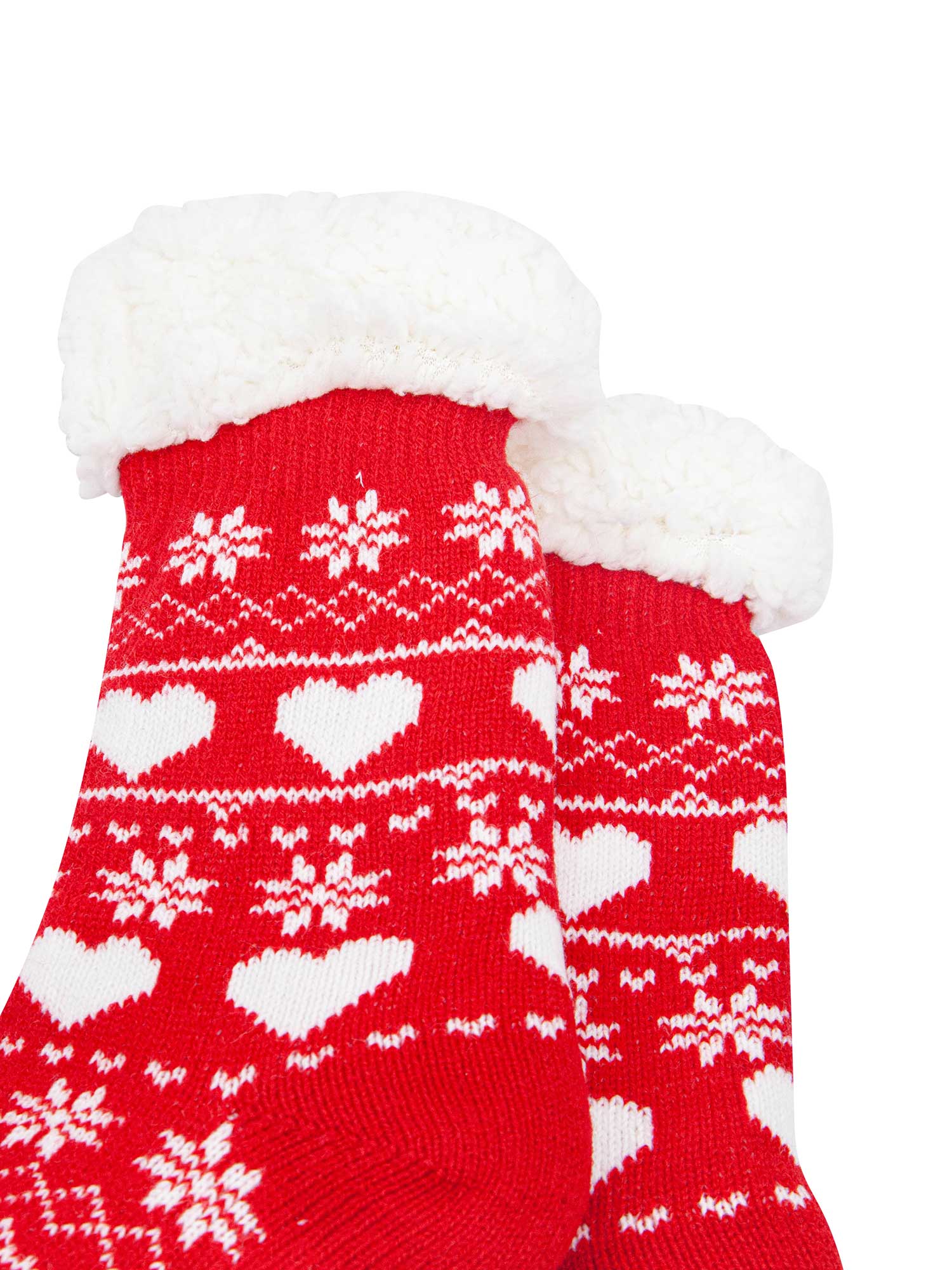 womens-long-slipper-socks-red-fair-isle-close-up-pattern