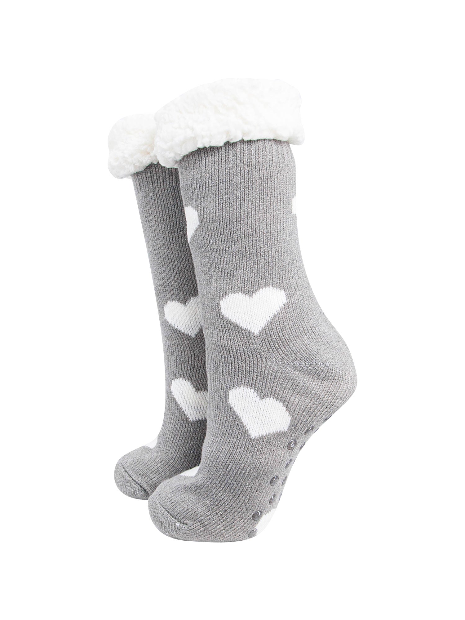 womens-long-slipper-socks-grey-heart-warm-fleecy