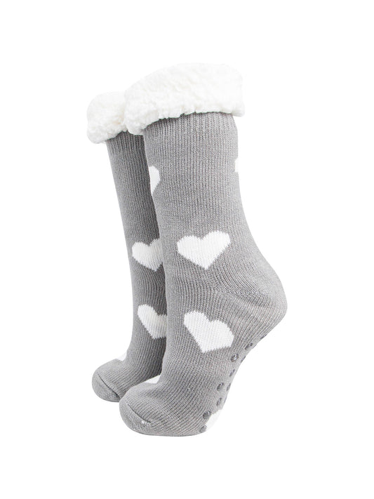womens-long-slipper-socks-grey-heart-warm-fleecy