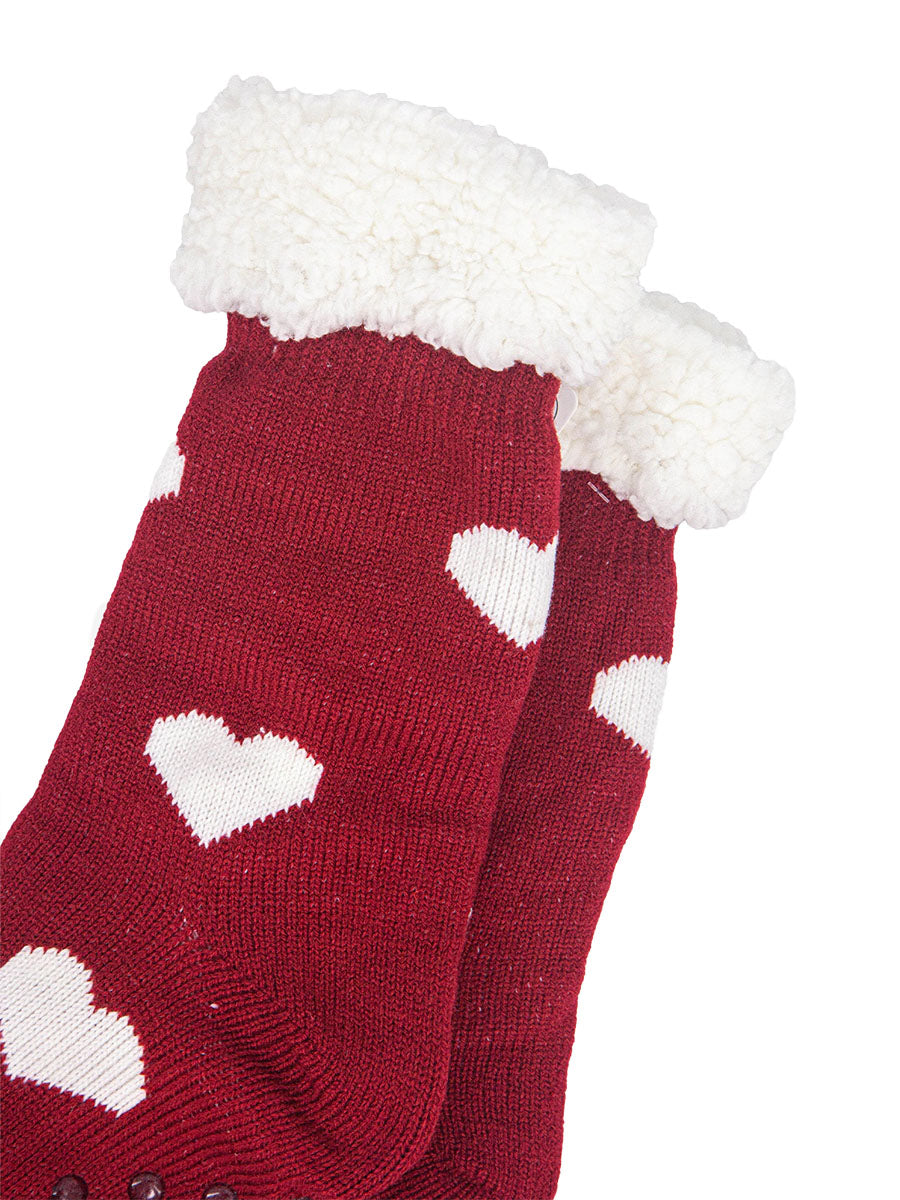 womens-long-slipper-socks-red-heart-close-up-fleece-lining