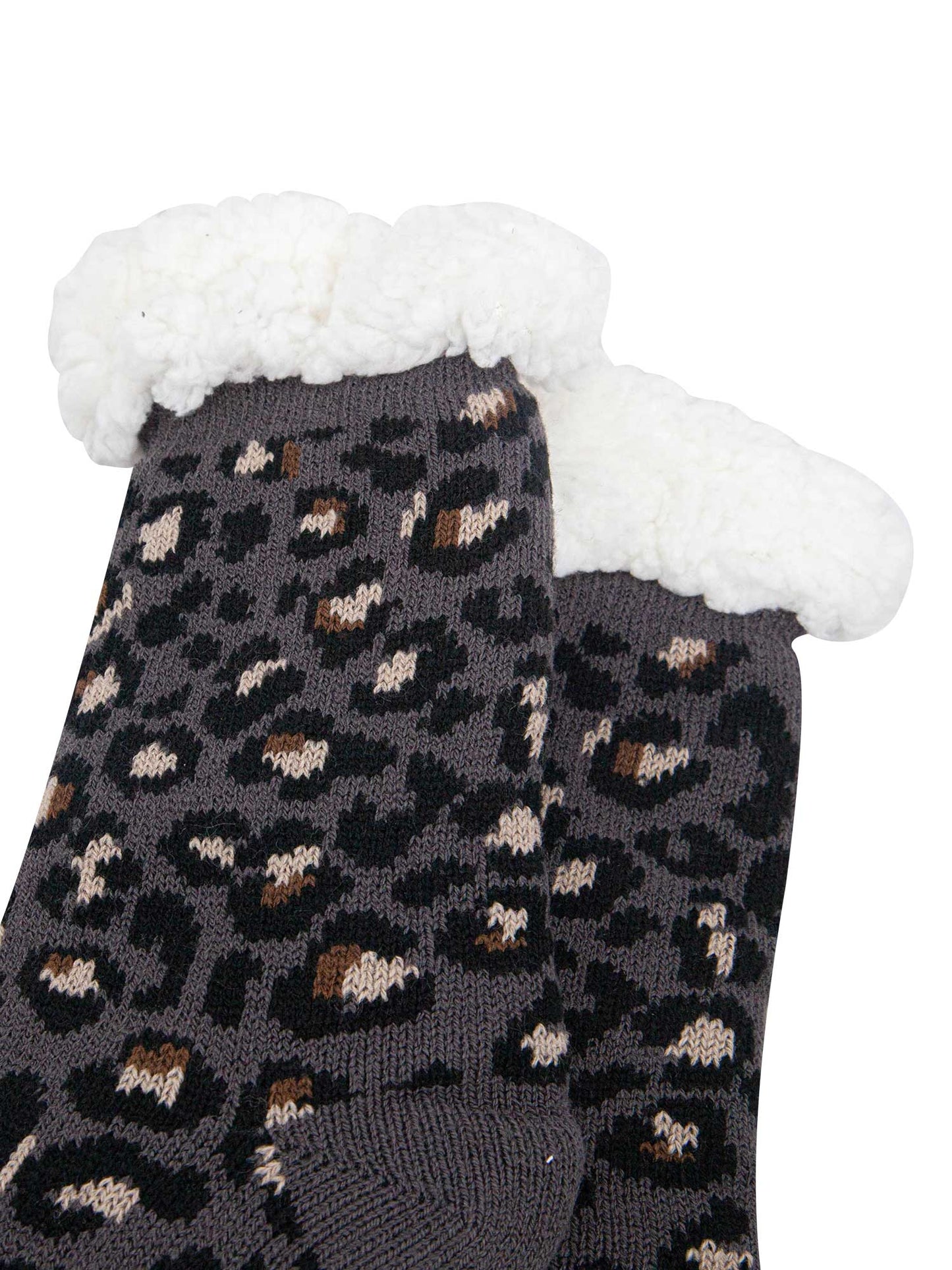 womens-long-slipper-socks-dark-grey-leopard-close-up-fleece-lining