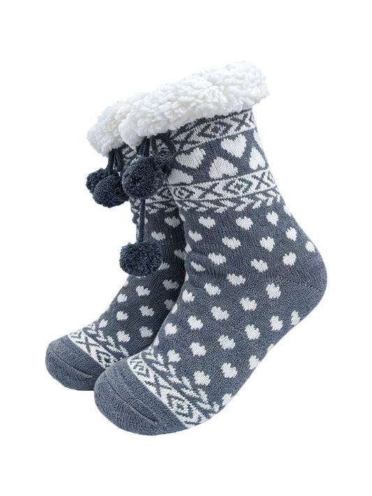 Heart-Long-Slipper-Socks-in-Grey-Marl-On-Mannequin