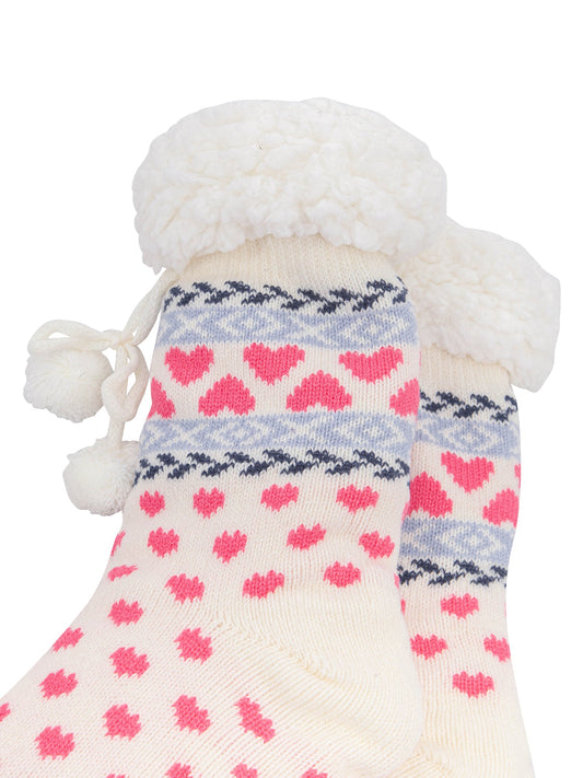 Heart-Long-Slipper-Socks-in-White/Pink-Close-Up